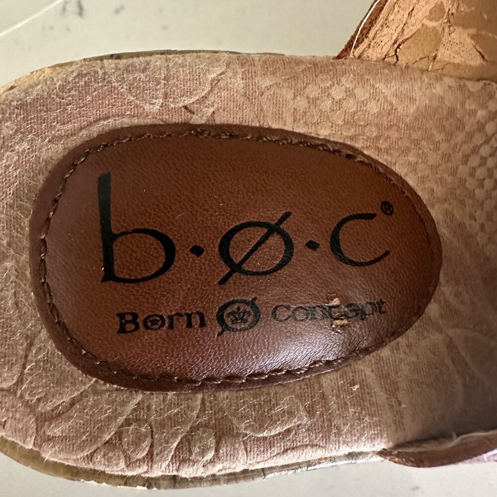 B.o.c Brown Leather Cork Wedge Sandals Size 8 - Picture 6 of 10
